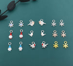Christmas Charms for Huggie Hoops in Sterling Silver, Snowflake Charms, Gnome Charms, Bird Charms for Hoops Earrings, Robin Bird Hoop Charms