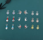 Christmas Charms for Huggie Hoops in Sterling Silver, Snowflake Charms, Gnome Charms, Bird Charms for Hoops Earrings, Robin Bird Hoop Charms