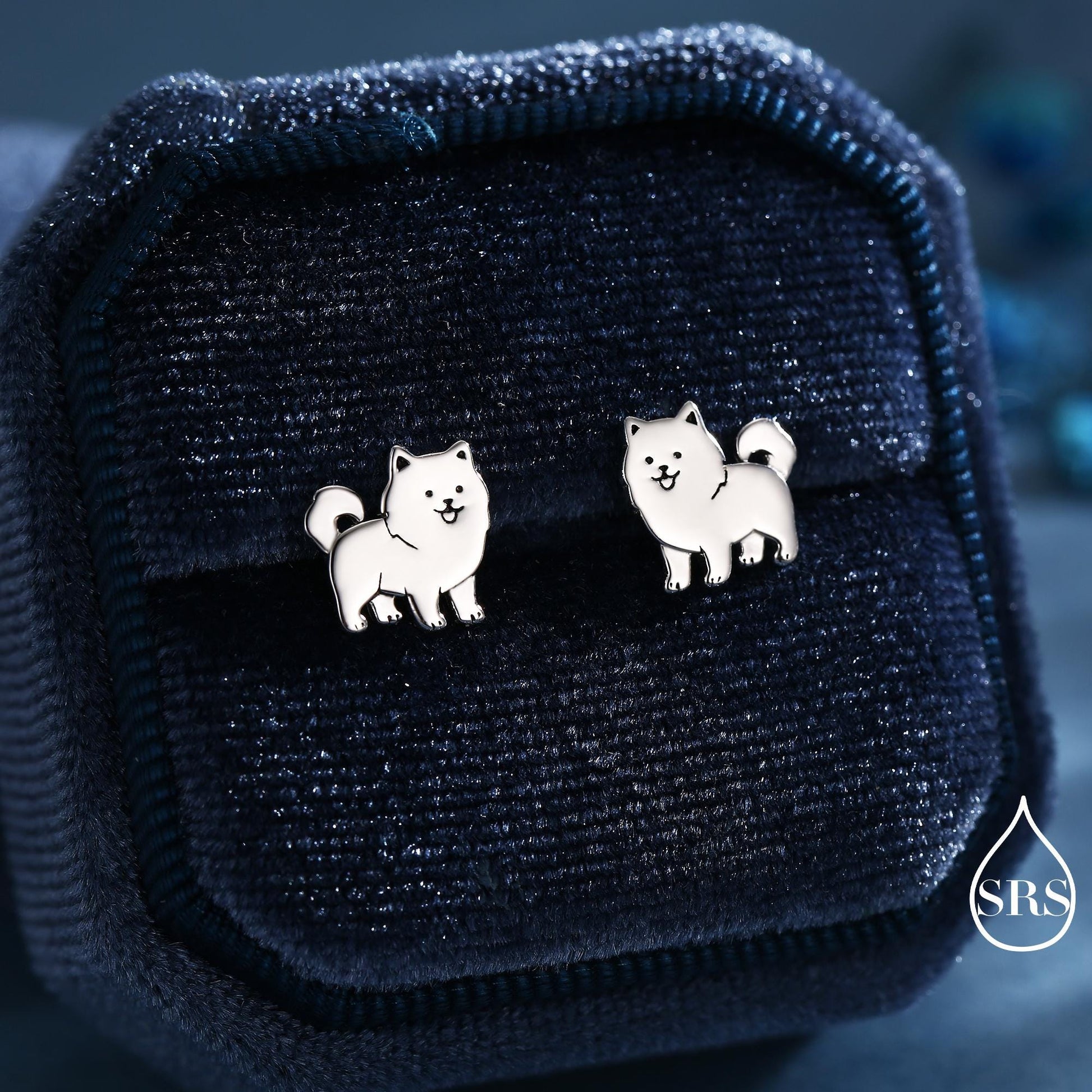 Pomeranian Dog Sterling Silver Stud Earrings, Silver or Gold or Rose Gold Finish, Small Spitz Dog Earrings, Silver Dog Earrings