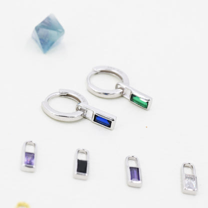 Baguette CZ Charms for Huggie Hoops in Sterling Silver, Silver or Gold, Minimalist Hoop Charms, Detachable Charms for Hoop Earrings