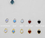 Moonstone/Opal/Onyx Heart Charms for Huggie Hoops, Detachable Heart Charms, Lab Created Moonstone/Opal Charms for Hoops, Red and Black Onyx