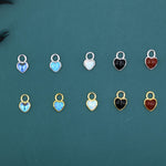 Moonstone/Opal/Onyx Heart Charms for Huggie Hoops, Detachable Heart Charms, Lab Created Moonstone/Opal Charms for Hoops, Red and Black Onyx