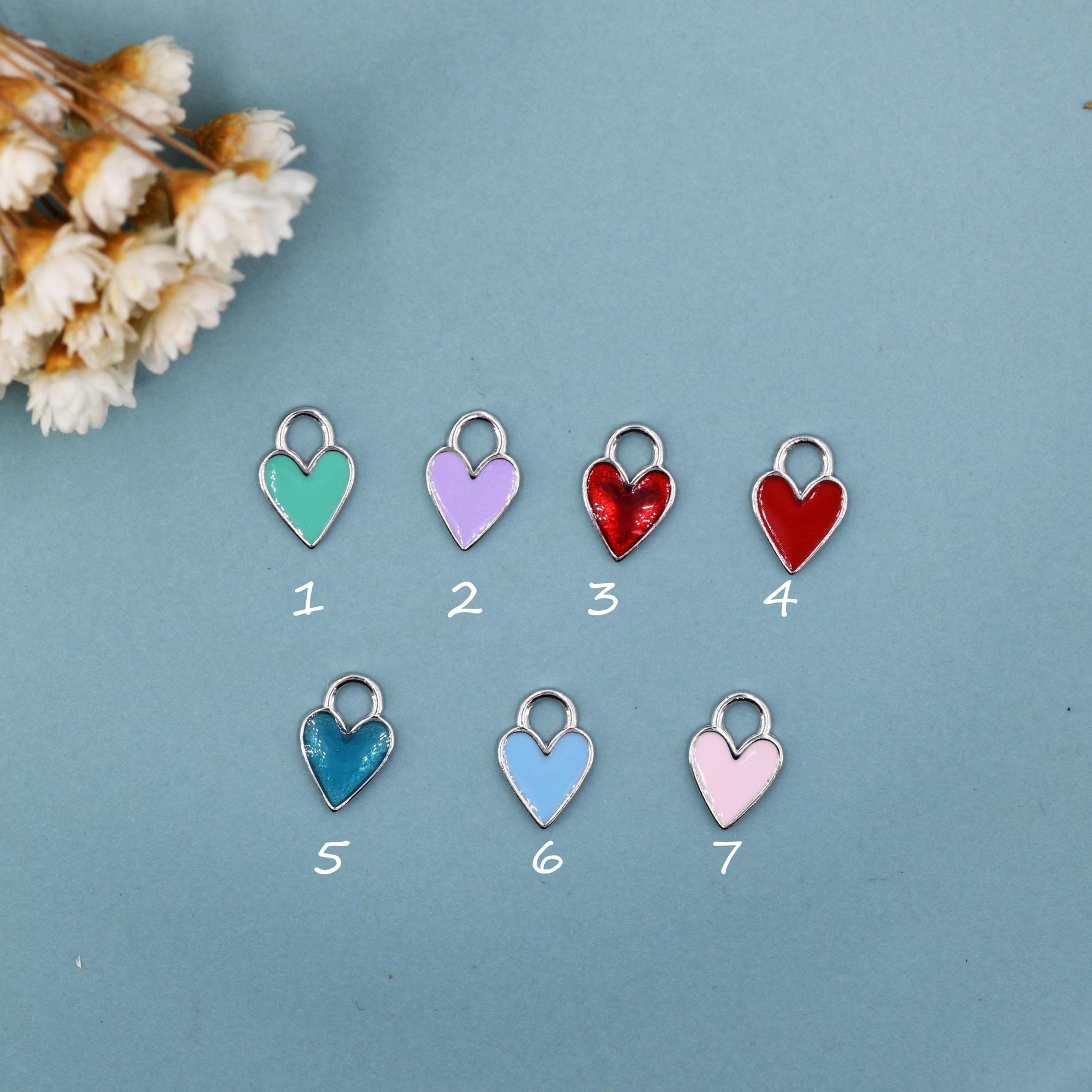 Enamel Heart Charms for Huggie Hoops in Sterling Silver, Detachable Heart Charms for Hoop Earrings, Heart Charms