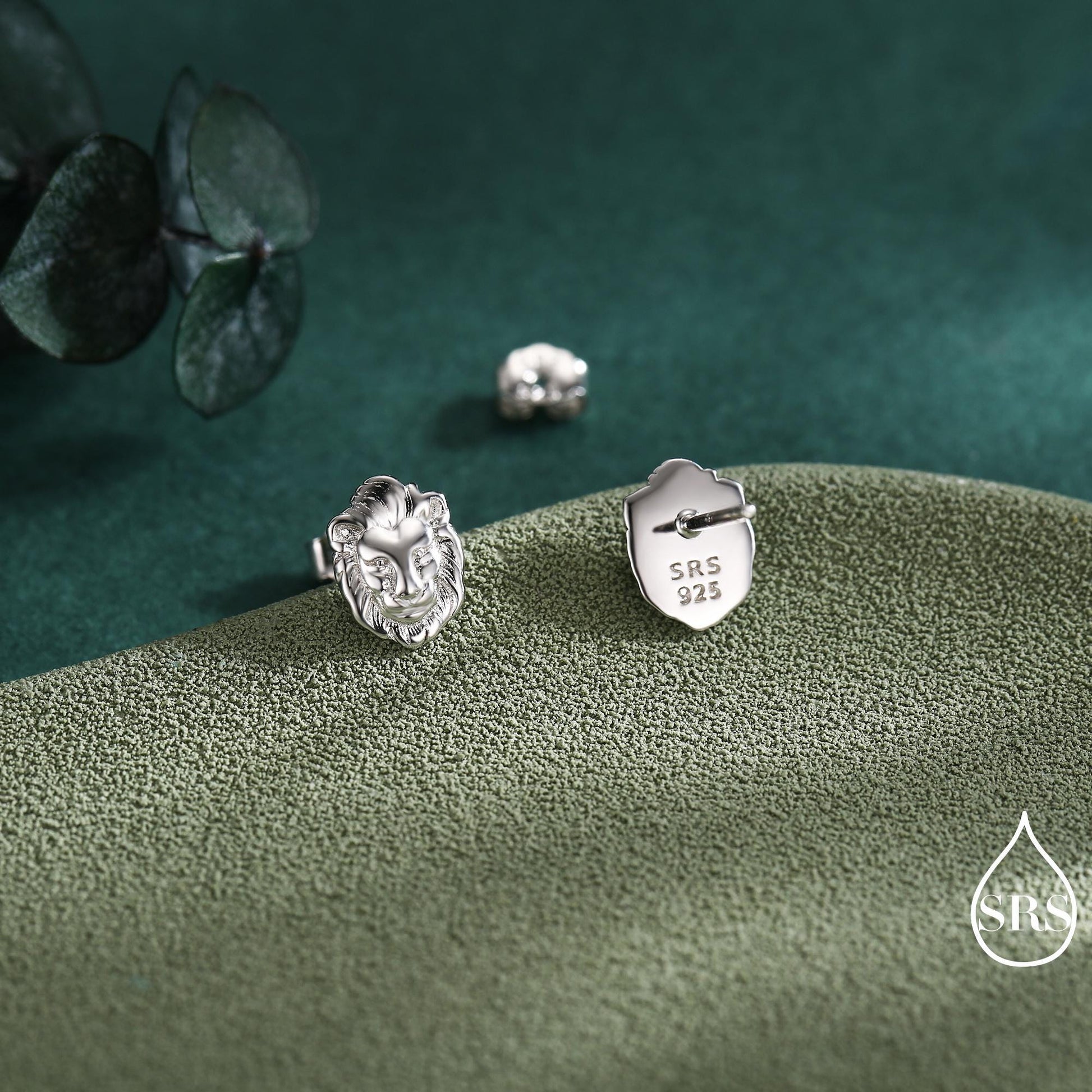 Lion Head Stud Earrings in Sterling Silver, Silver or Gold, Animal Earrings, Nature Inspired