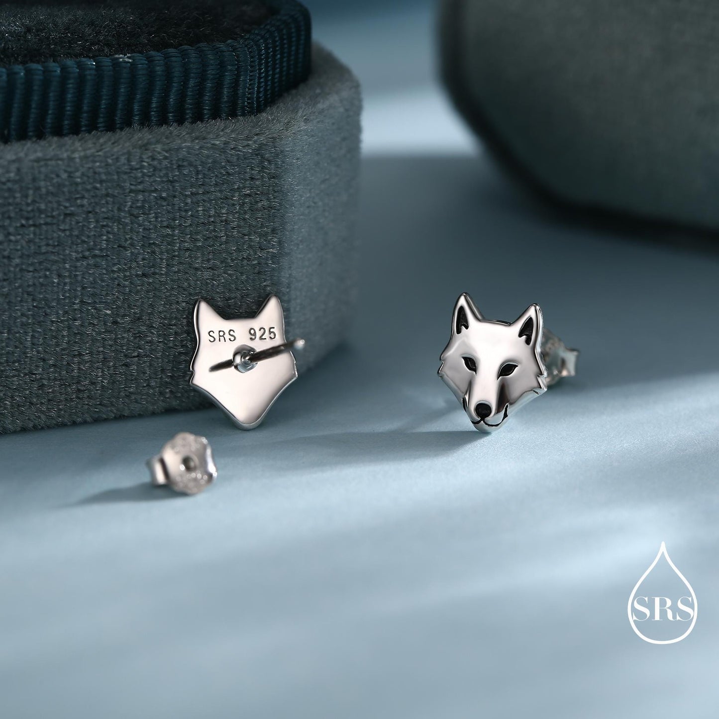 Wolf Head Stud Earrings in Sterling Silver, Silver or Gold or Rose Gold Finish, Wolf Earrings, Nature Inspired Animal Earrings