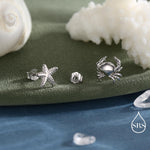Sterling Silver Mismatched Crab and Starfish Stud Earrings, Asymmetric Ocean Creature Earrings, Cute and Quirky