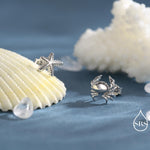 Sterling Silver Mismatched Crab and Starfish Stud Earrings, Asymmetric Ocean Creature Earrings, Cute and Quirky