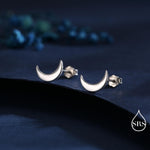 Sterling Silver Crescent Moon Stud Earrings, Celestial Moon Earrings