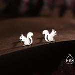 Squirrel Stud Earrings in Sterling Silver, Cute Fun Quirky, Gift for Her, Animal Lover, Nature Inspired