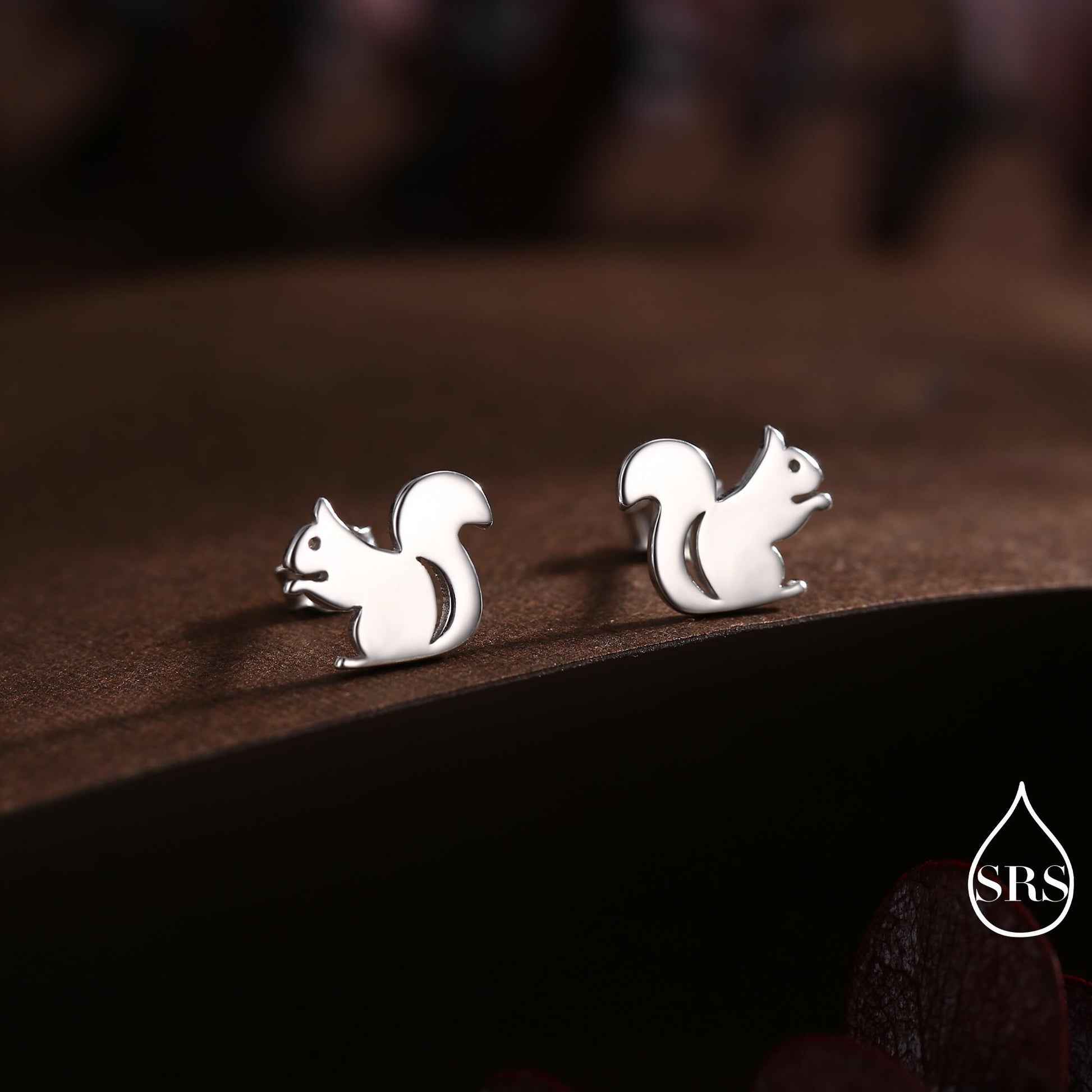 Squirrel Stud Earrings in Sterling Silver, Cute Fun Quirky, Gift for Her, Animal Lover, Nature Inspired D11