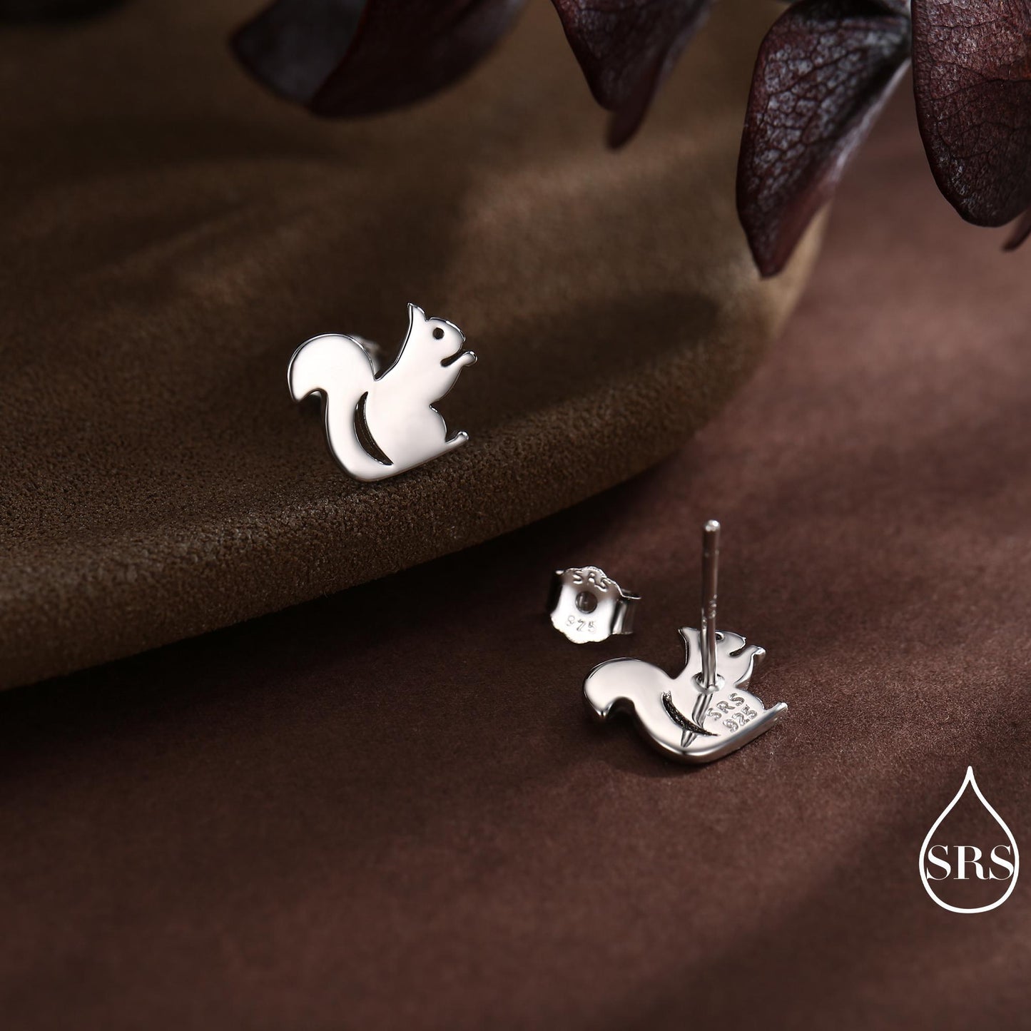Squirrel Stud Earrings in Sterling Silver, Cute Fun Quirky, Gift for Her, Animal Lover, Nature Inspired