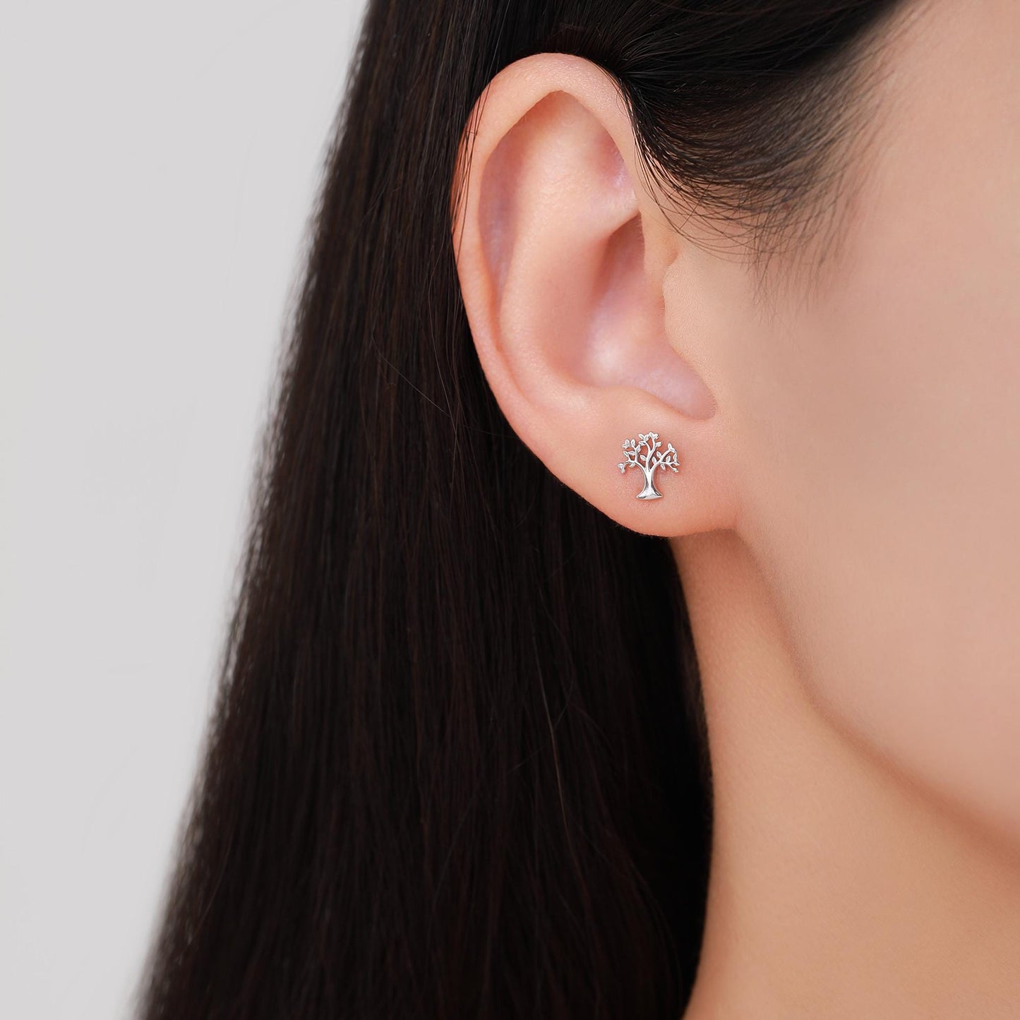 Mismatched Robin Bird and Tree Stud Earrings in Sterling Silver, Cute Enamel Robin Bird Earrings, Nature Inspired Animal Earrings