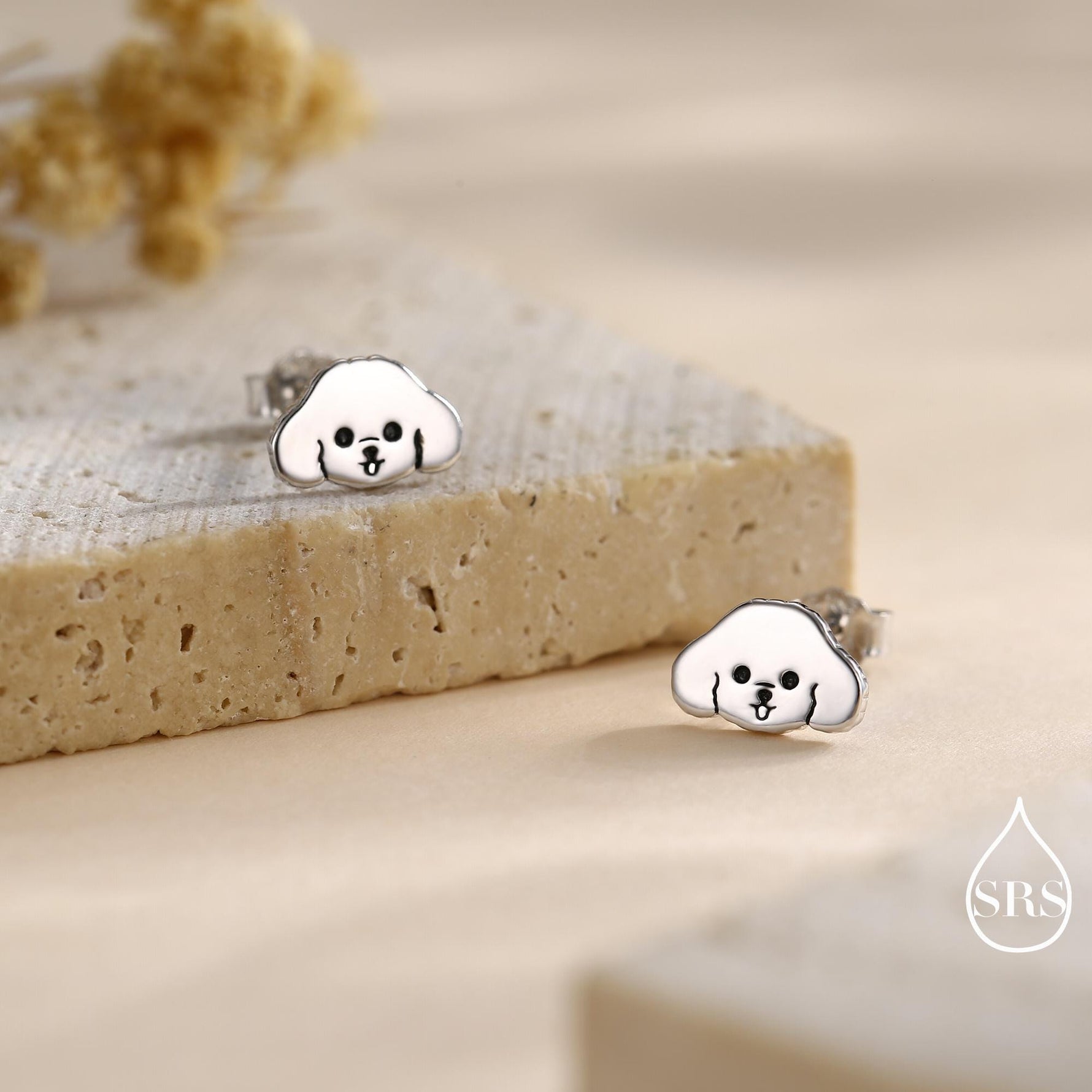 Poodle / Cockapoo Puppy Stud Earrings in Sterling Silver, Dog Earrings, Poodle Dog Earrings, Pet Lover, Dog Lover