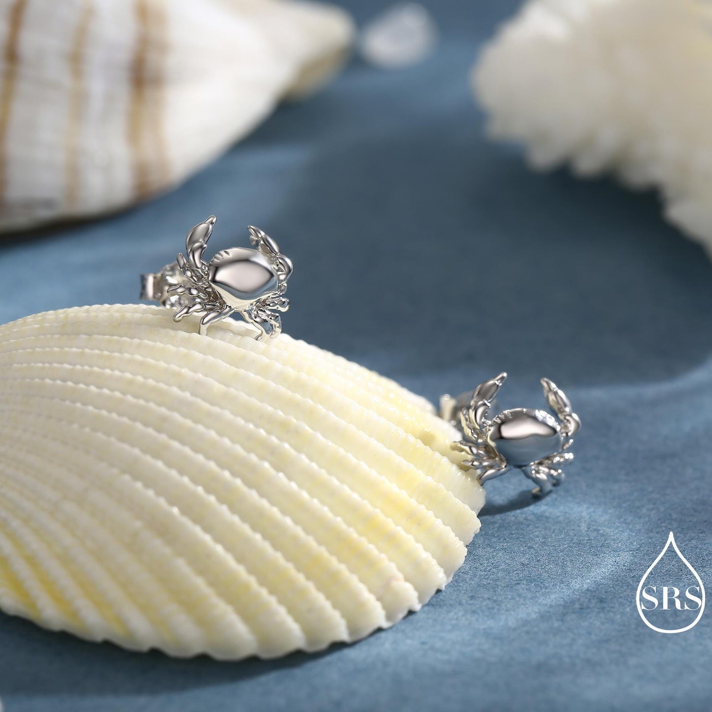 Crab Stud Earrings in Sterling Silver- 3D Crab - Seaside Memories - Sea Earrings - Ocean - Cute, Fun, Whimsical and Pretty Jewellery
