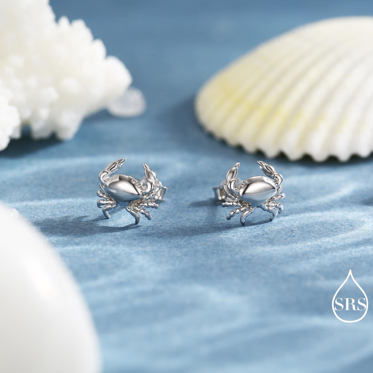 Crab Stud Earrings in Sterling Silver- 3D Crab - Seaside Memories - Sea Earrings - Ocean - Cute, Fun, Whimsical and Pretty Jewellery