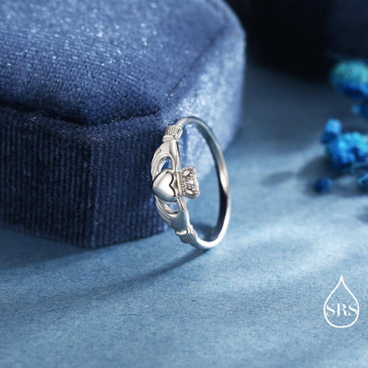 Sterling Silver Claddagh Ring, Traditional Irish Ring US 5 - 8, Delicate Celtic Symbol Jewellery