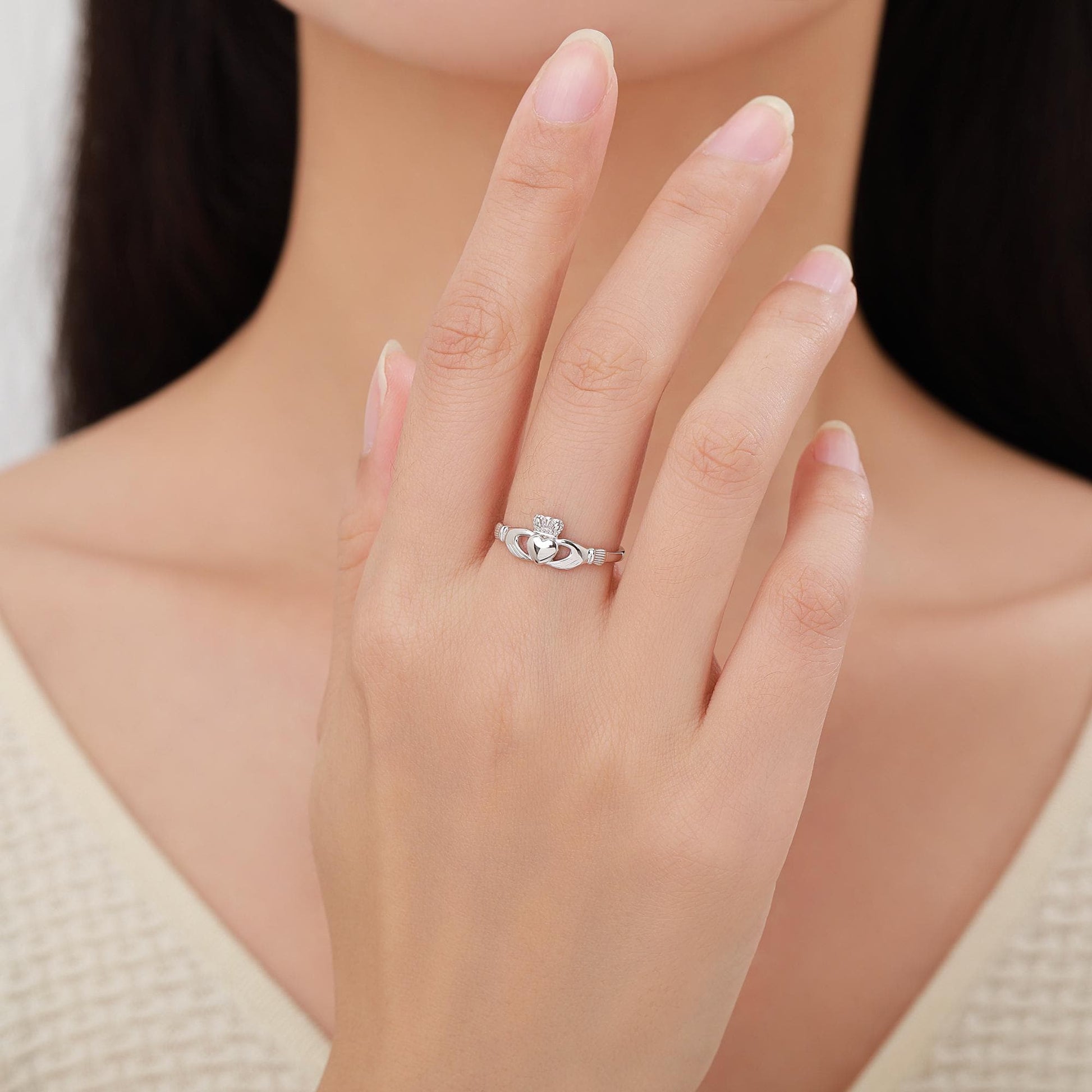 Sterling Silver Claddagh Ring, Traditional Irish Ring US 5 - 8, Delicate Celtic Symbol Jewellery