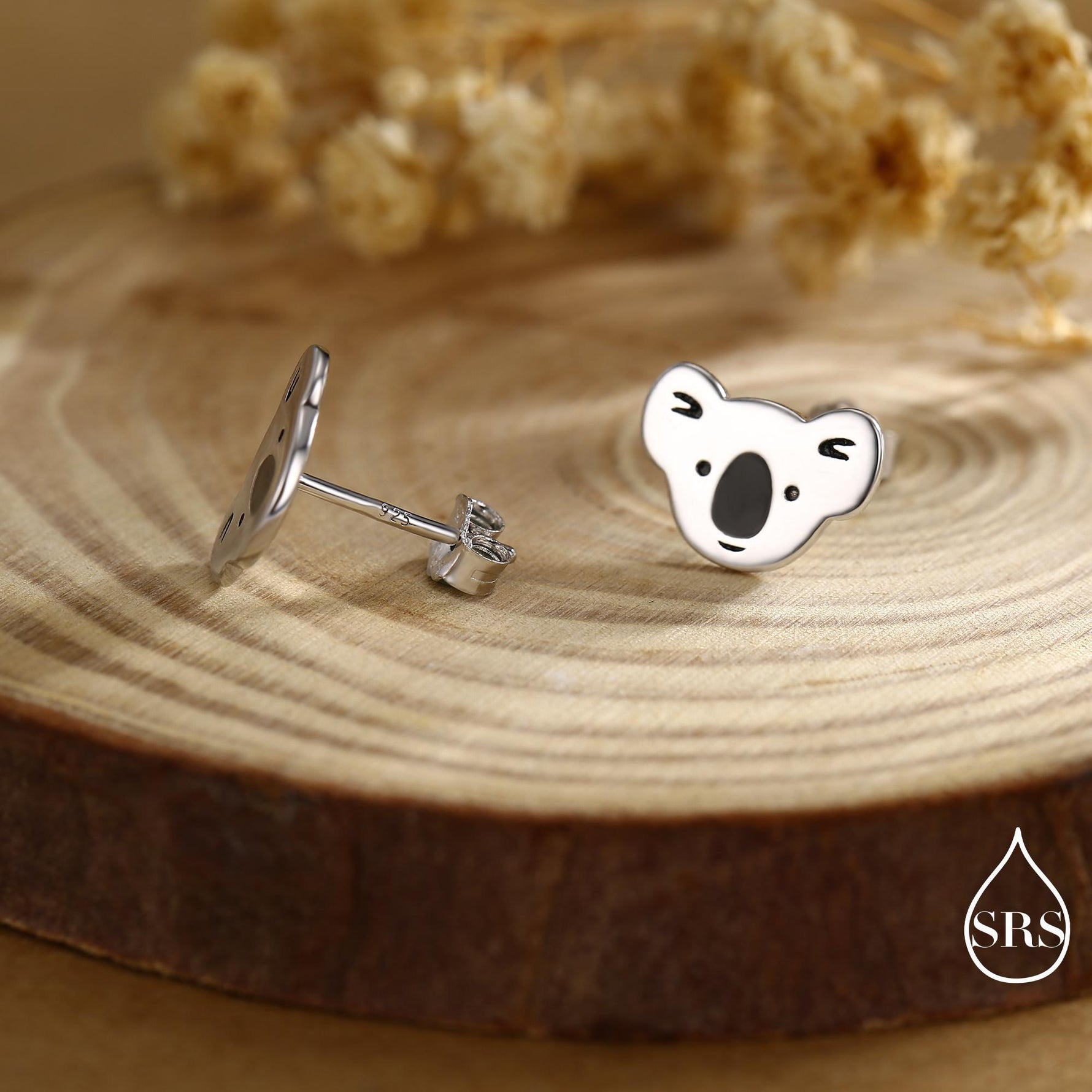 Koala Bear Stud Earrings in Sterling Silver, Cute Fun Quirky Animal Jewellery, Jewelry Gift for Her, Animal Lover, Nature Inspired