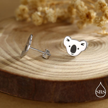 Koala Bear Stud Earrings in Sterling Silver, Cute Fun Quirky Animal Jewellery, Jewelry Gift for Her, Animal Lover, Nature Inspired