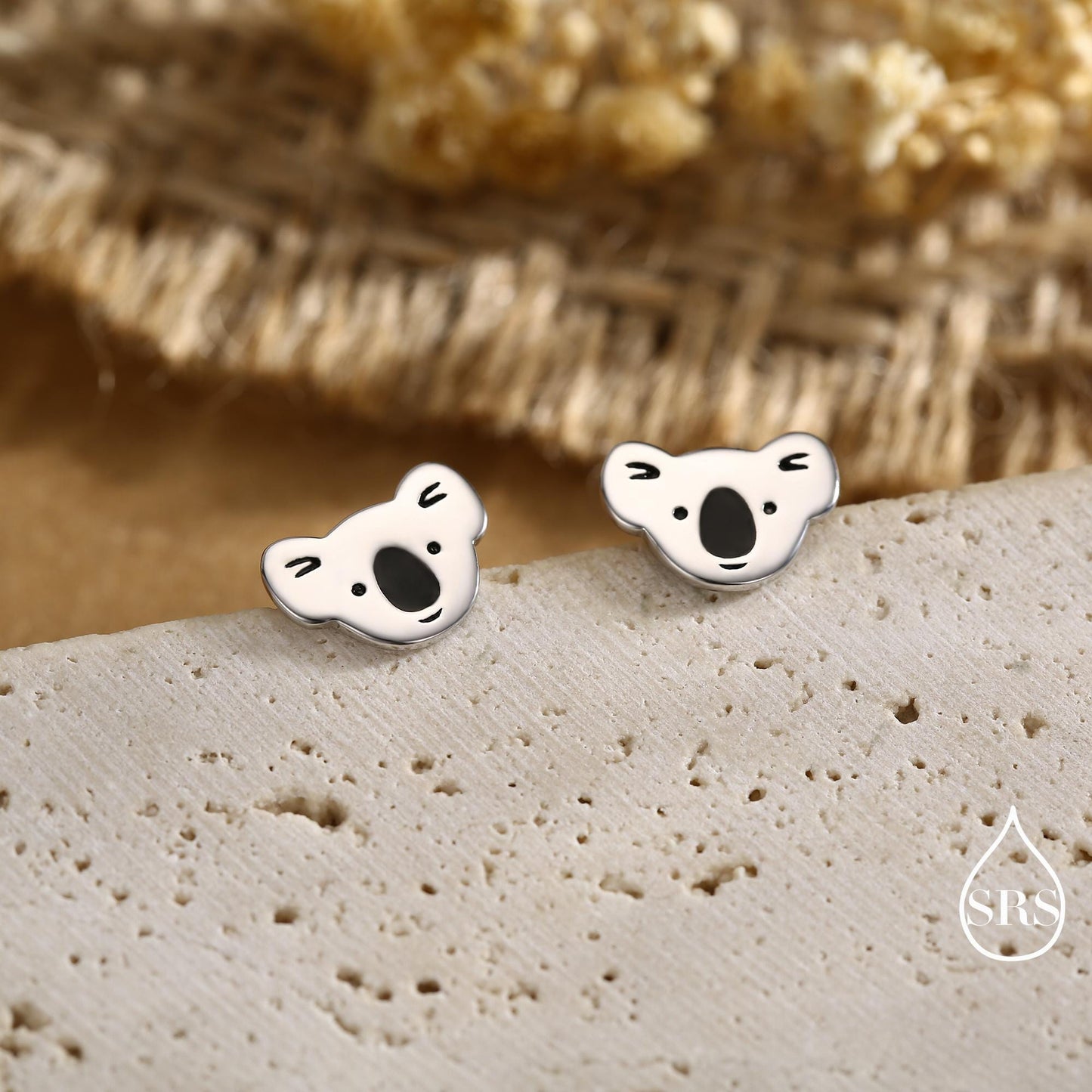 Koala Bear Stud Earrings in Sterling Silver, Cute Fun Quirky Animal Jewellery, Jewelry Gift for Her, Animal Lover, Nature Inspired