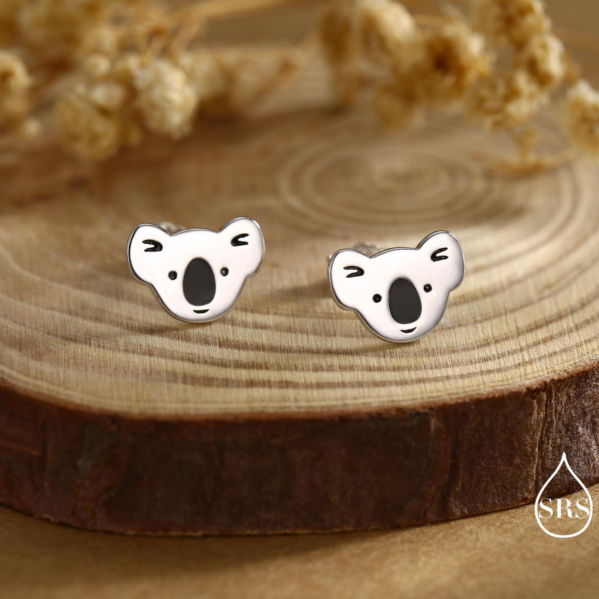 Koala Bear Stud Earrings in Sterling Silver, Cute Fun Quirky Animal Jewellery, Jewelry Gift for Her, Animal Lover, Nature Inspired