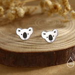 Koala Bear Stud Earrings in Sterling Silver, Cute Fun Quirky Animal Jewellery, Jewelry Gift for Her, Animal Lover, Nature Inspired