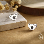 Koala Bear Stud Earrings in Sterling Silver, Cute Fun Quirky Animal Jewellery, Jewelry Gift for Her, Animal Lover, Nature Inspired