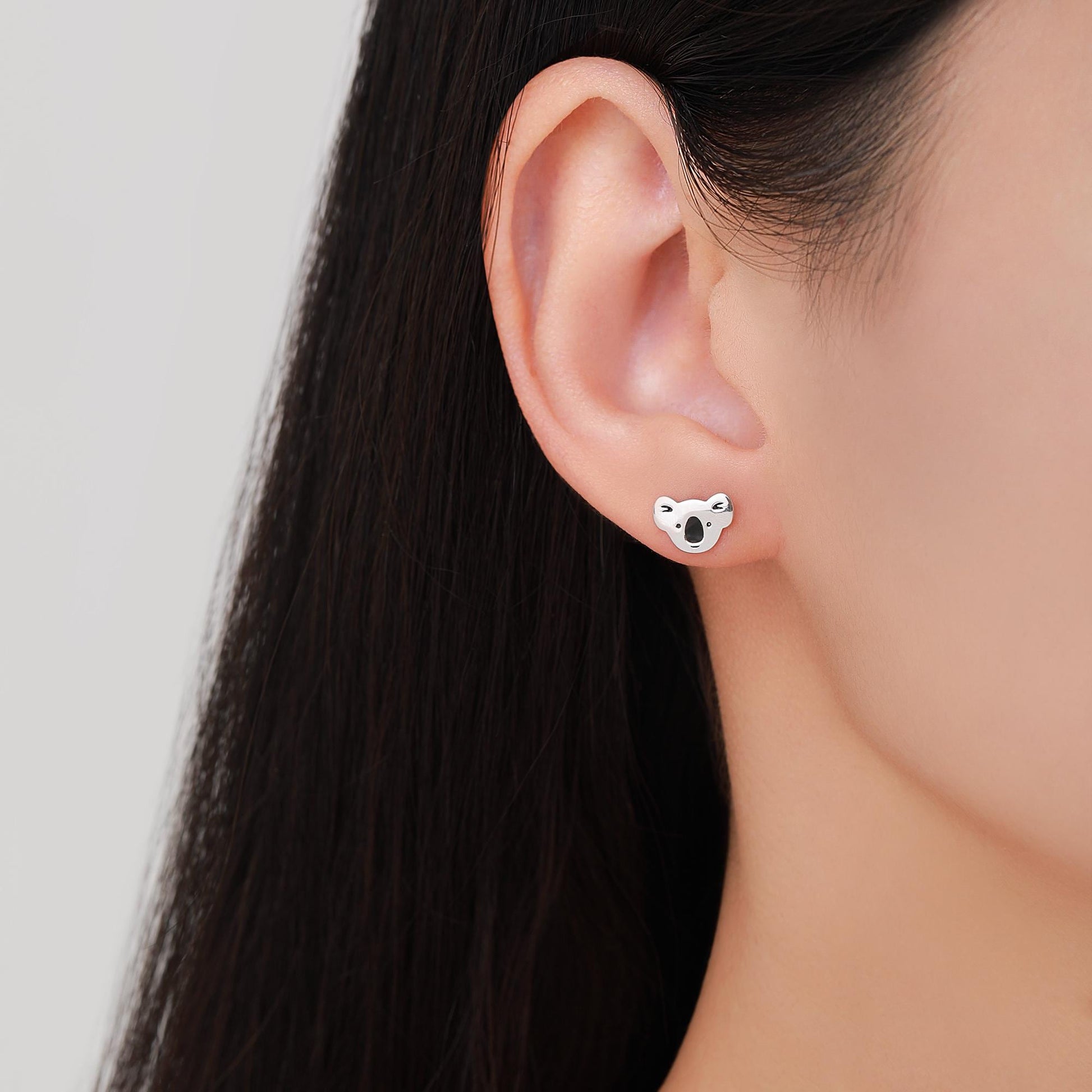 Koala Bear Stud Earrings in Sterling Silver, Cute Fun Quirky