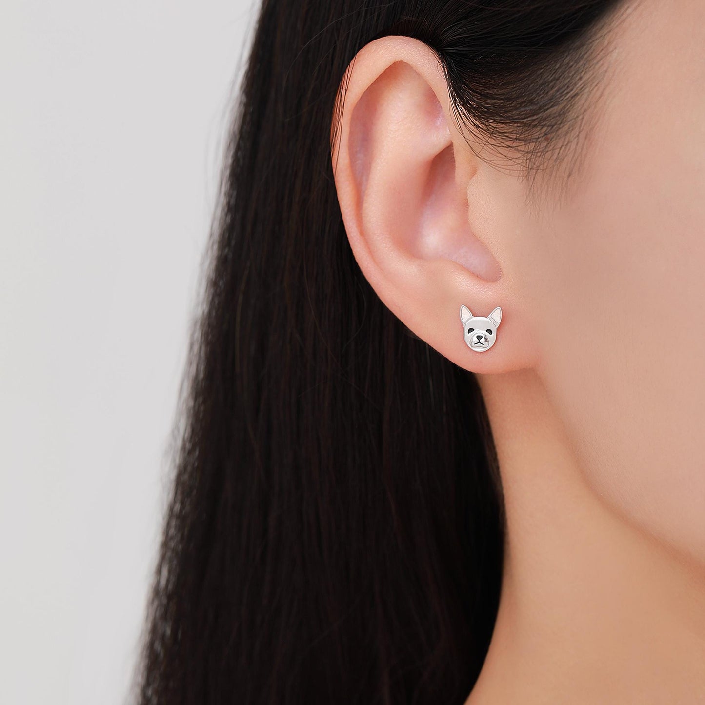 French Bulldog Stud Earrings in Sterling Silver - Dog Stud Earrings -Pet Lover - Cute, Fun, Whimsical