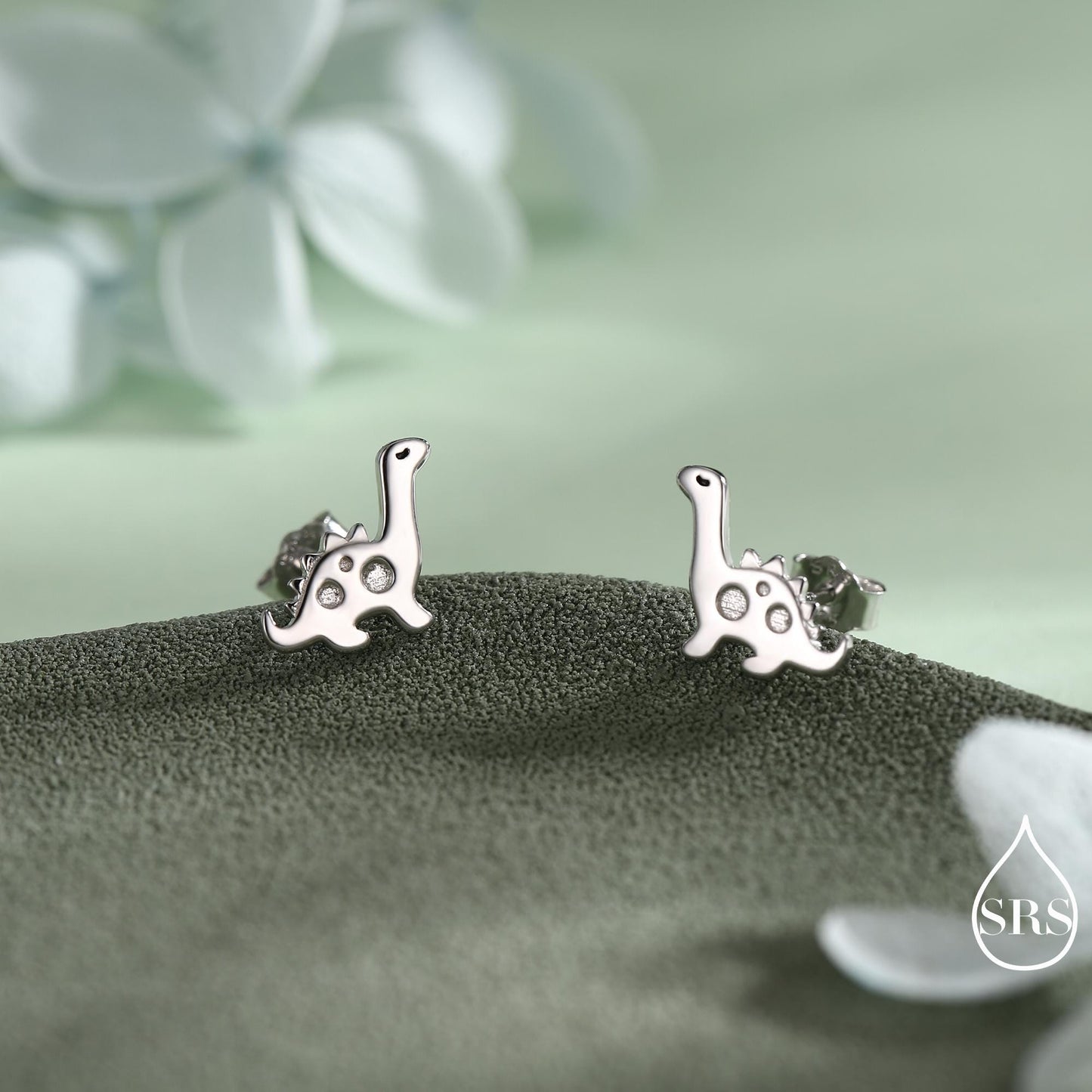 Cute Dinosaur Stud Earrings in Sterling Silver, Brachiosaurus Stud Earrings, Brontosaurus, Edmontosaurus, Diplodocus