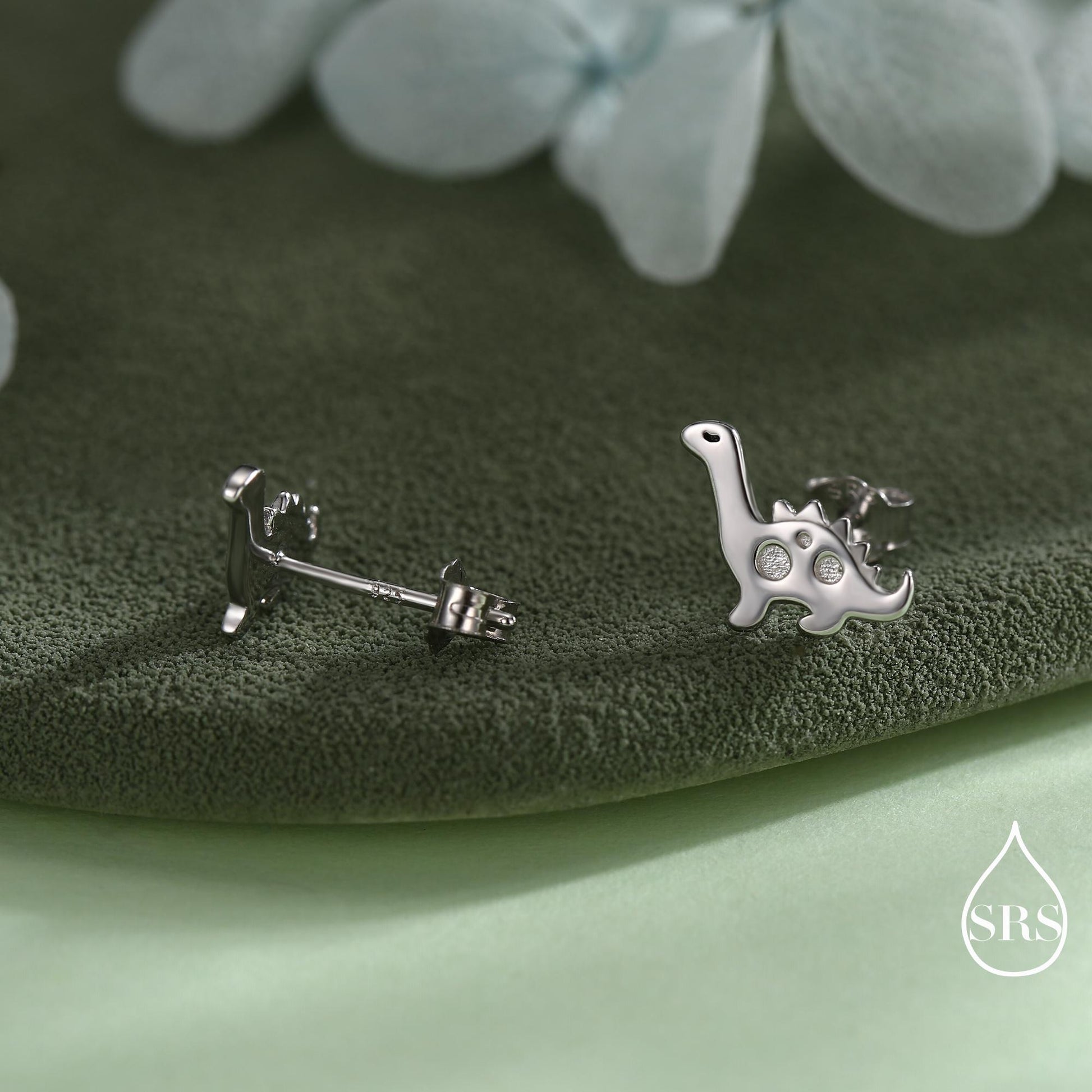 Cute Dinosaur Stud Earrings in Sterling Silver, Brachiosaurus Stud Earrings, Brontosaurus, Edmontosaurus, Diplodocus
