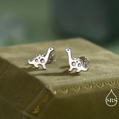 Cute Dinosaur Stud Earrings in Sterling Silver, Brachiosaurus Stud Earrings, Brontosaurus, Edmontosaurus, Diplodocus