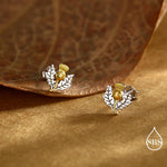 Thistle Flower Stud Earrings in Sterling Silver - Scottish Flower Blossom Stud Earrings - Cute, Fun, Whimsical