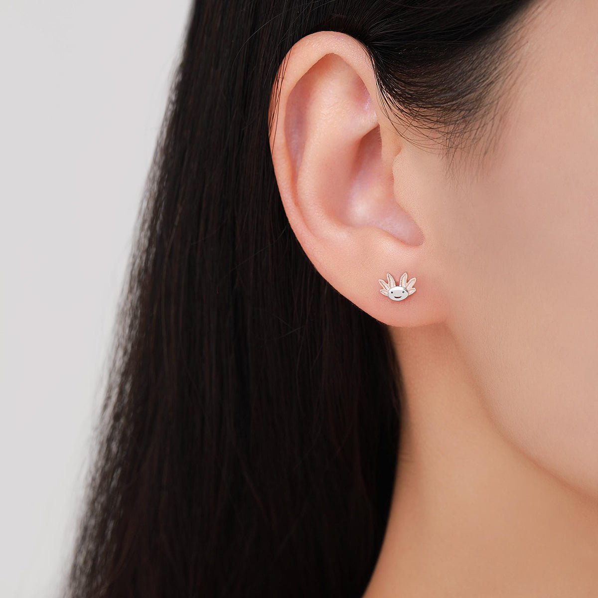 Axolotl Stud Earrings in Sterling Silver - Sea Creature Stud Earrings - Tiny Earrings - Pet Lover - Cute, Fun, Whimsical