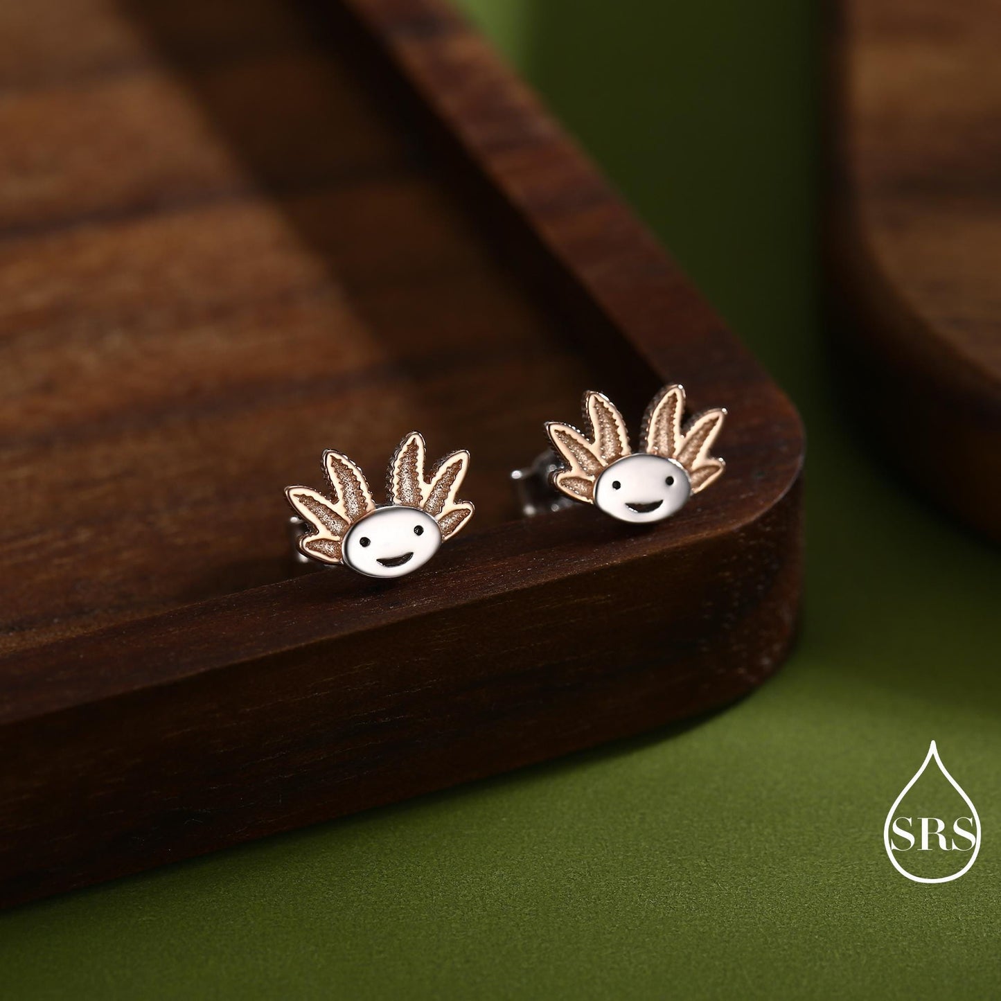 Axolotl Stud Earrings in Sterling Silver - Sea Creature Stud Earrings - Tiny Earrings - Pet Lover - Cute, Fun, Whimsical