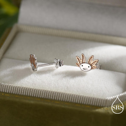 Axolotl Stud Earrings in Sterling Silver - Sea Creature Stud Earrings - Tiny Earrings - Pet Lover - Cute, Fun, Whimsical