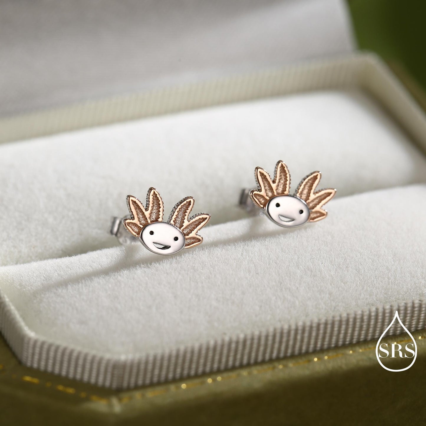 Axolotl Stud Earrings in Sterling Silver - Sea Creature Stud Earrings - Tiny Earrings - Pet Lover - Cute, Fun, Whimsical
