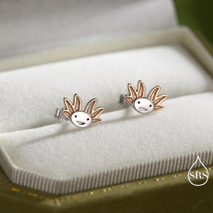Axolotl Stud Earrings in Sterling Silver - Sea Creature Stud Earrings - Tiny Earrings - Pet Lover - Cute, Fun, Whimsical