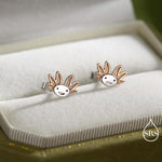 Axolotl Stud Earrings in Sterling Silver - Sea Creature Stud Earrings - Tiny Earrings - Pet Lover - Cute, Fun, Whimsical