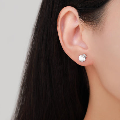 Sheep stud earrings in Sterling Silver, Fluffy Sheep Earrings, Nature Inspired, Pet Lover