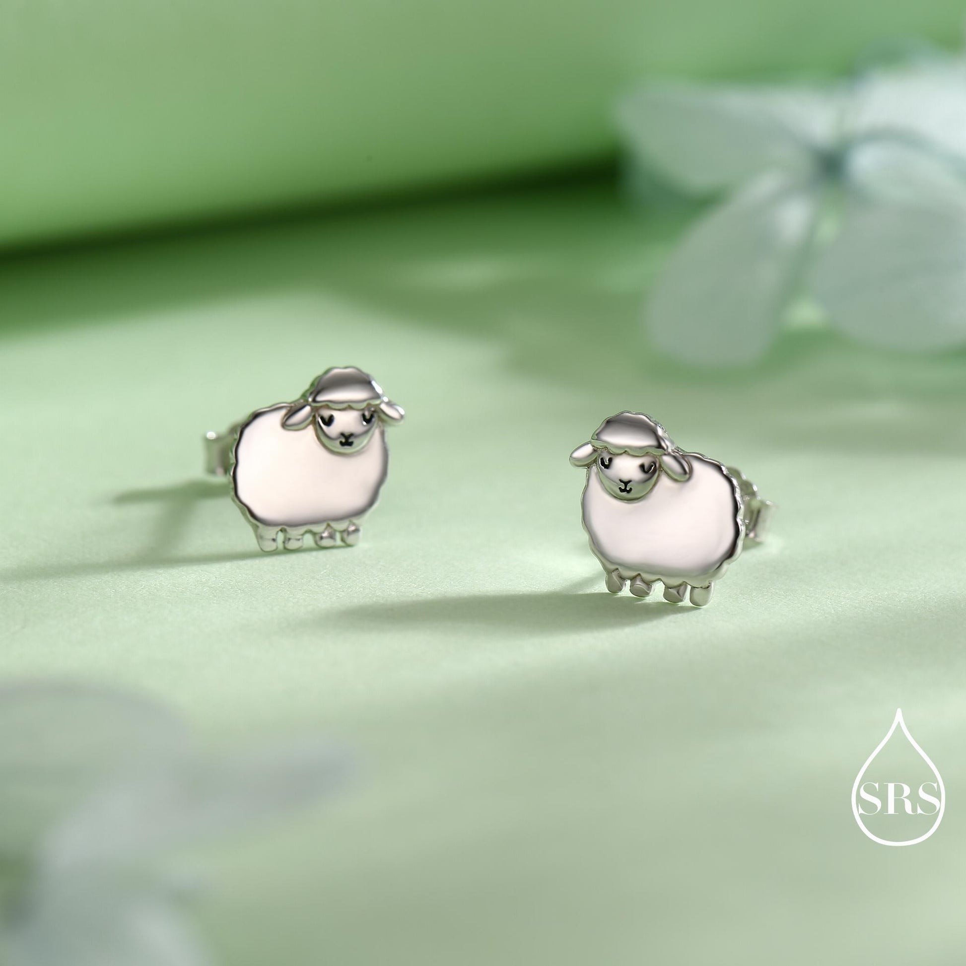 Sheep stud earrings in Sterling Silver, Fluffy Sheep Earrings, Nature Inspired, Pet Lover