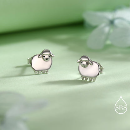Sheep stud earrings in Sterling Silver, Fluffy Sheep Earrings, Nature Inspired, Pet Lover