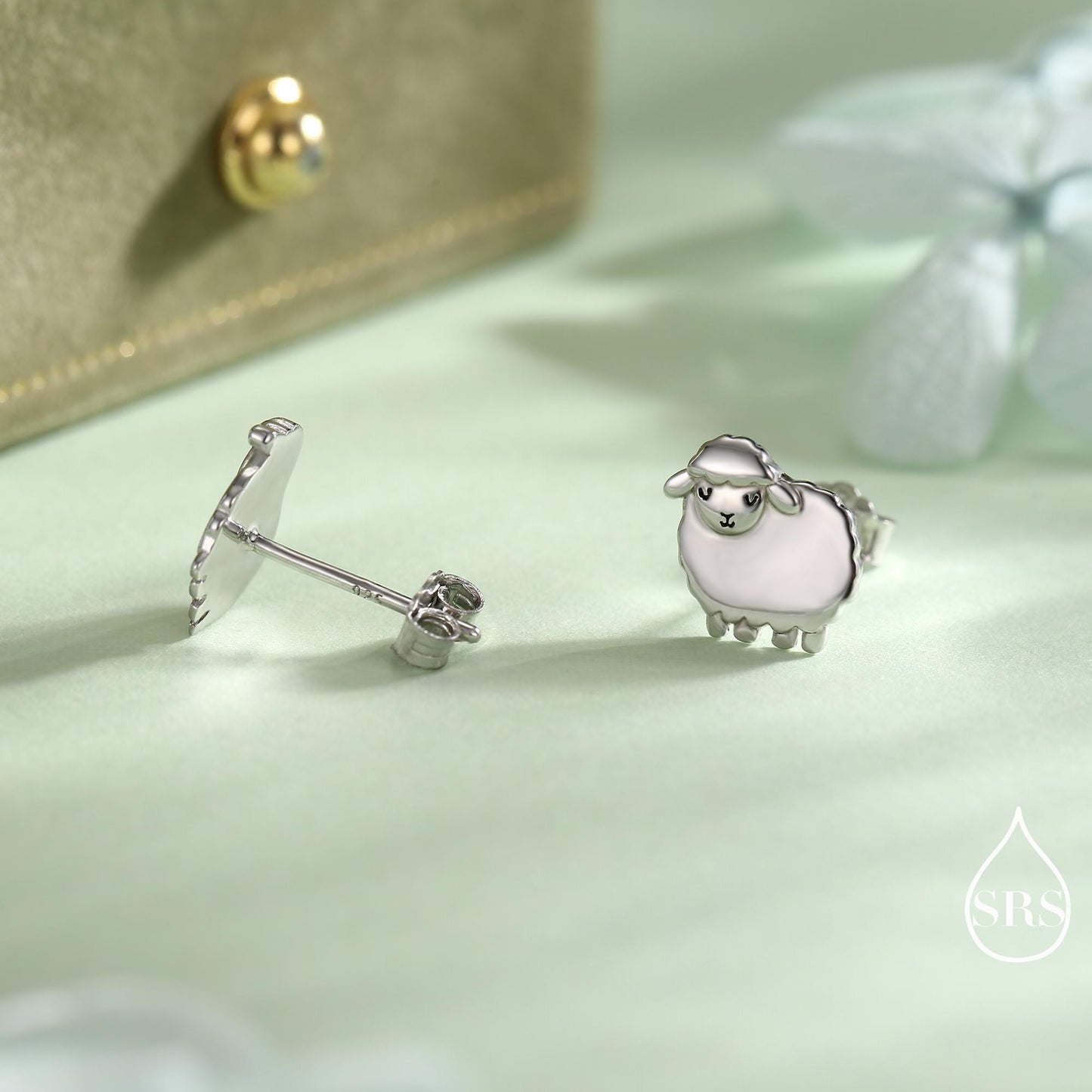 Sheep stud earrings in Sterling Silver, Fluffy Sheep Earrings, Nature Inspired, Pet Lover