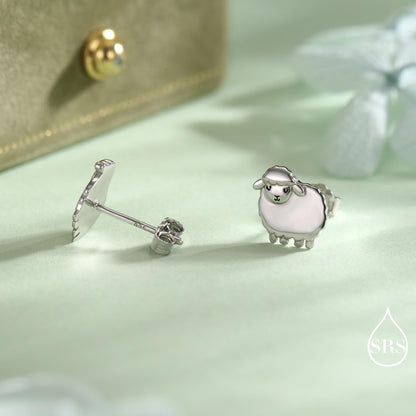 Sheep stud earrings in Sterling Silver, Fluffy Sheep Earrings, Nature Inspired, Pet Lover