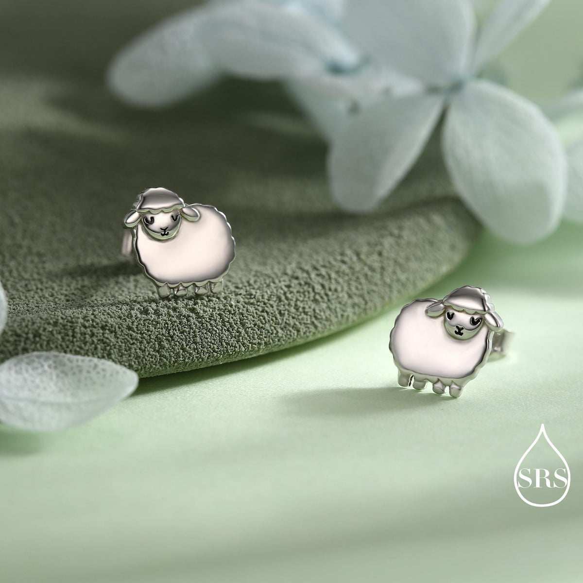 Sheep stud earrings in Sterling Silver, Fluffy Sheep Earrings, Nature Inspired, Pet Lover