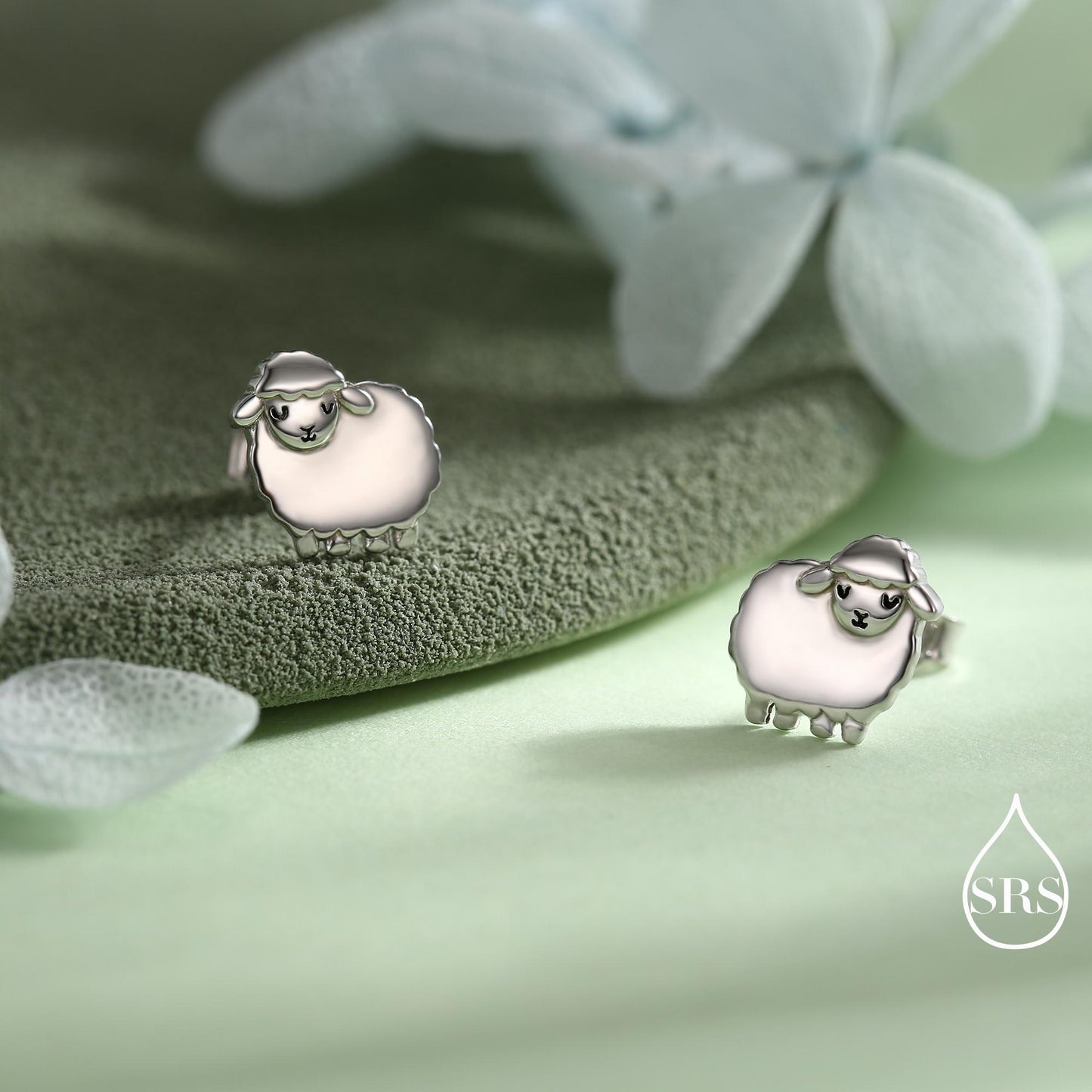 Sheep stud earrings in Sterling Silver, Fluffy Sheep Earrings, Nature Inspired, Pet Lover