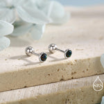 3mm Black Opal Screw Back Earrings in Sterling Silver, Small Opal Stud, Comsic Black Opal Screw Back Earrings, Fire Opal