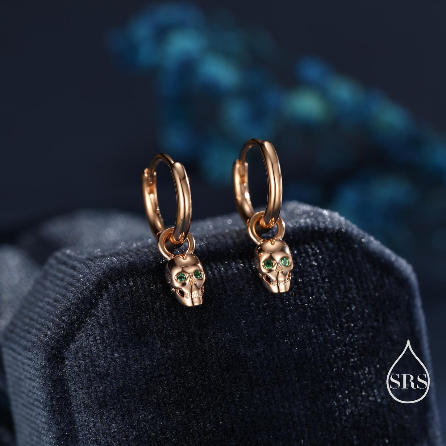 Extra Tiny Skull Huggie Hoop Earrings in Sterling Silver, Silver, Gold or Rose Gold, Detachable Skull Charms, Silver Skull Hoop Earrings