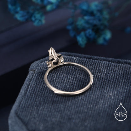 Sterling Silver Tiny Frog Ring, Silver or Gold Finish, Adjustable Size, Miniature Frog Jewellery, Frog Ring