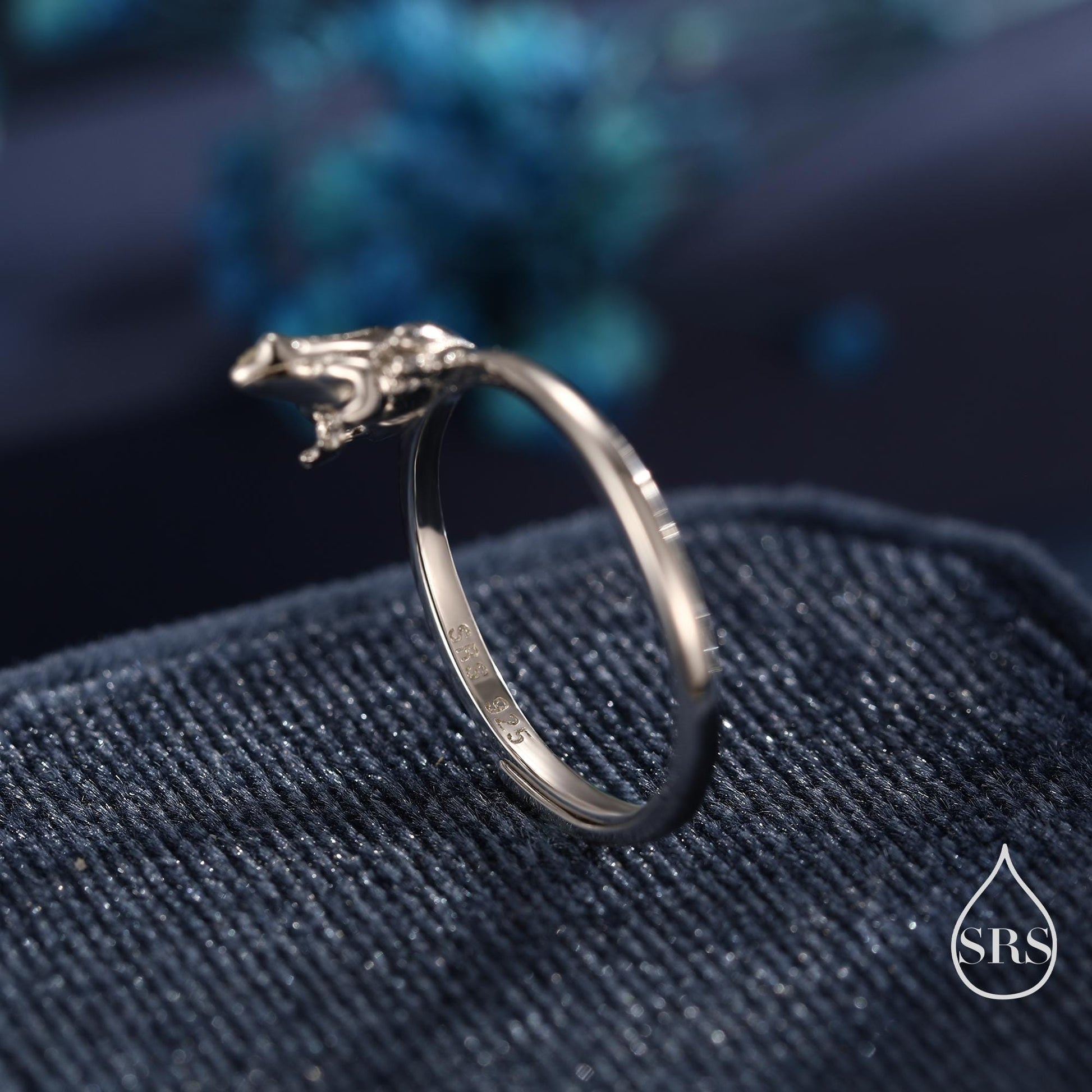 Sterling Silver Tiny Frog Ring, Silver or Gold Finish, Adjustable Size, Miniature Frog Jewellery, Frog Ring